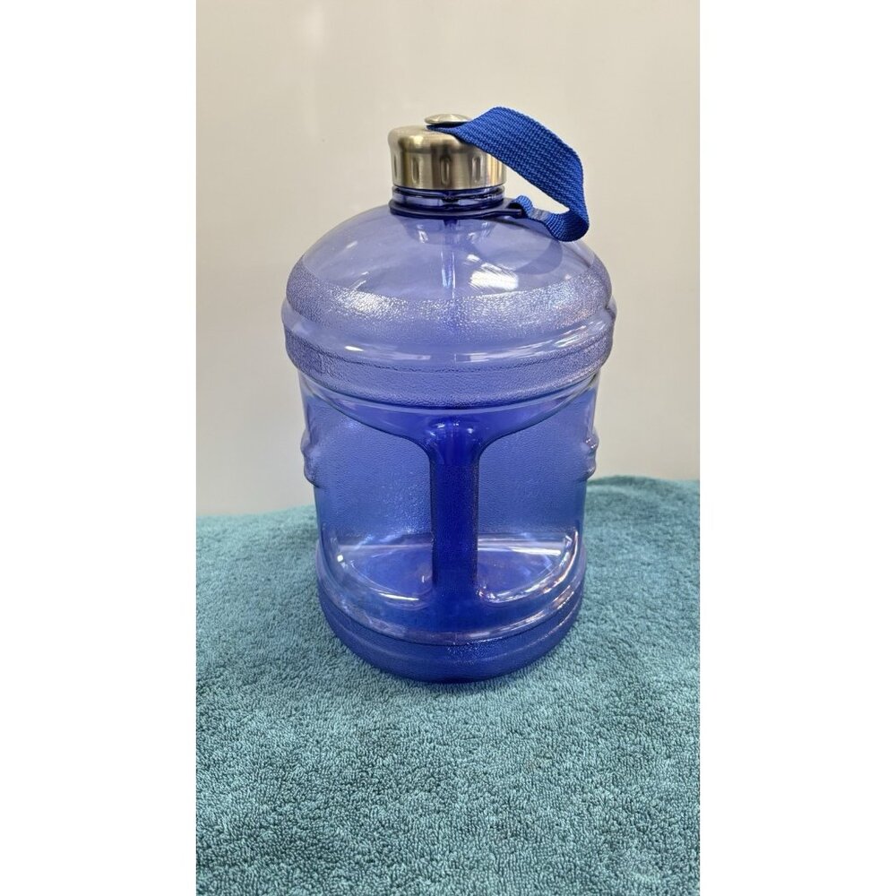 Blue BPA FREE 1 Gallon Water Bottle Steel Cap Jug Container Canteen Reusable NEW